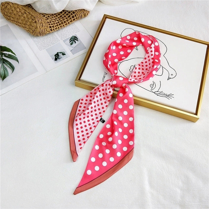 Unisex Sweet Polka Dots Polyester Printing Silk Scarves