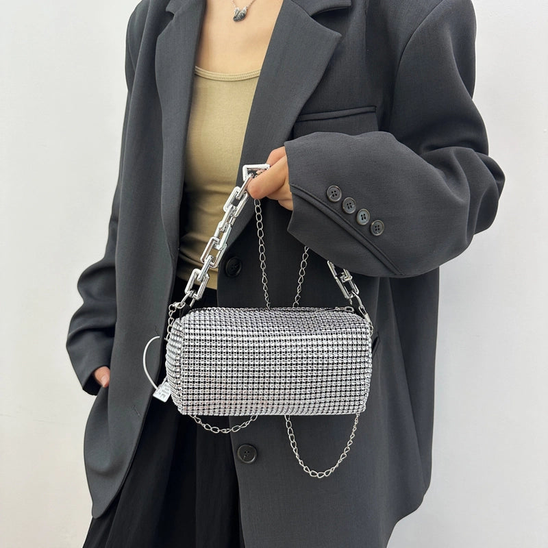 Black A Silver A Gold A Polyester Solid Color Sewing Thread Cylindrical Evening Bags
