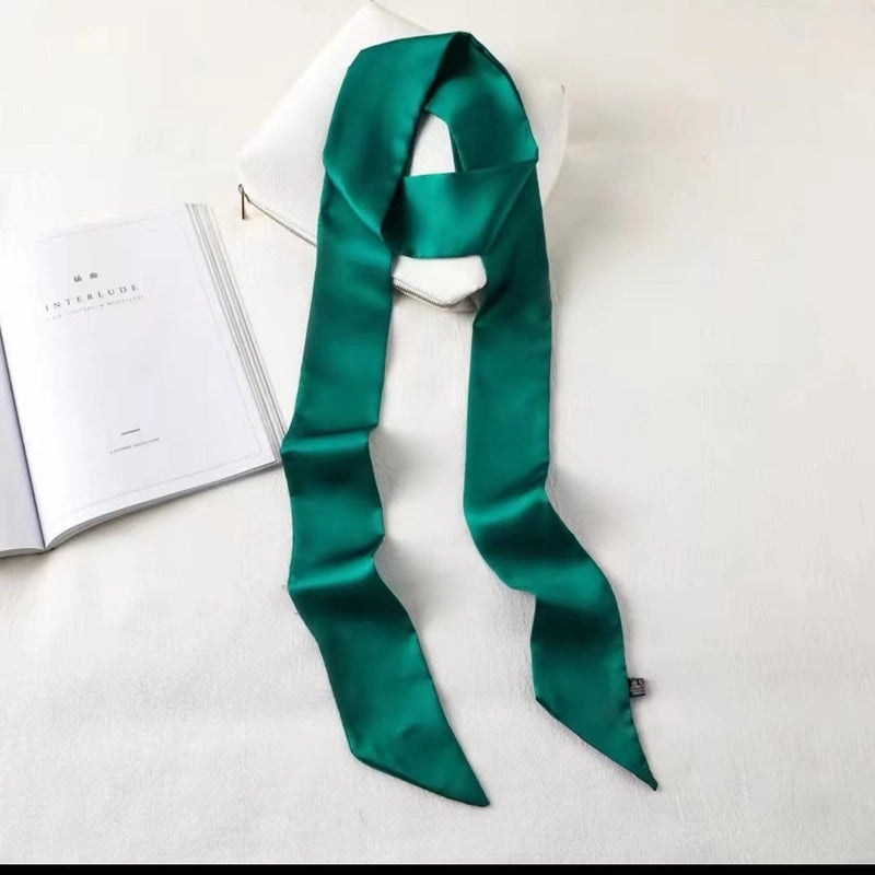 Solid Color Slender Narrow Silk Scarf Ribbon Tie Bag Handle Silk Scarf Tie Hair Small Ribbon Decoration Scarf Hair Belt Scarf