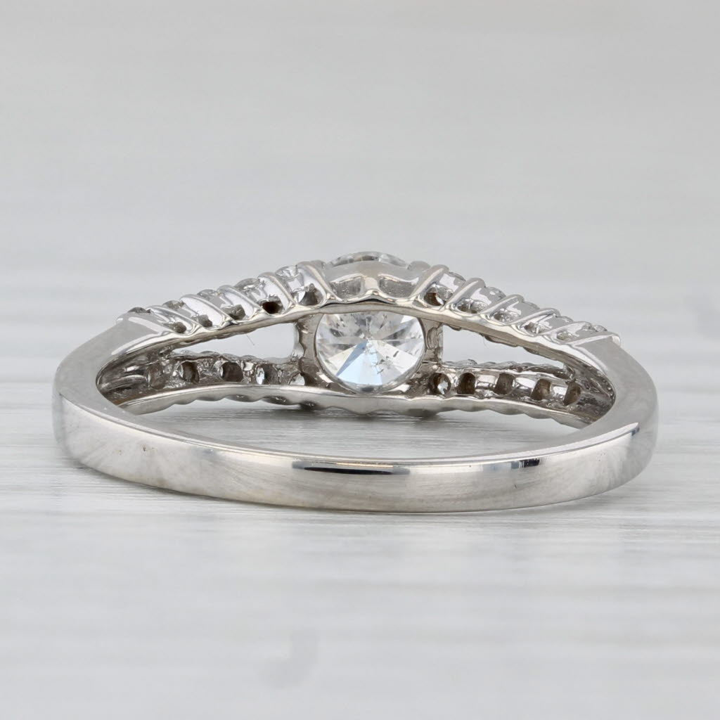 0.78ctw Round Diamond Engagement Ring 18k White Gold Size 6.5