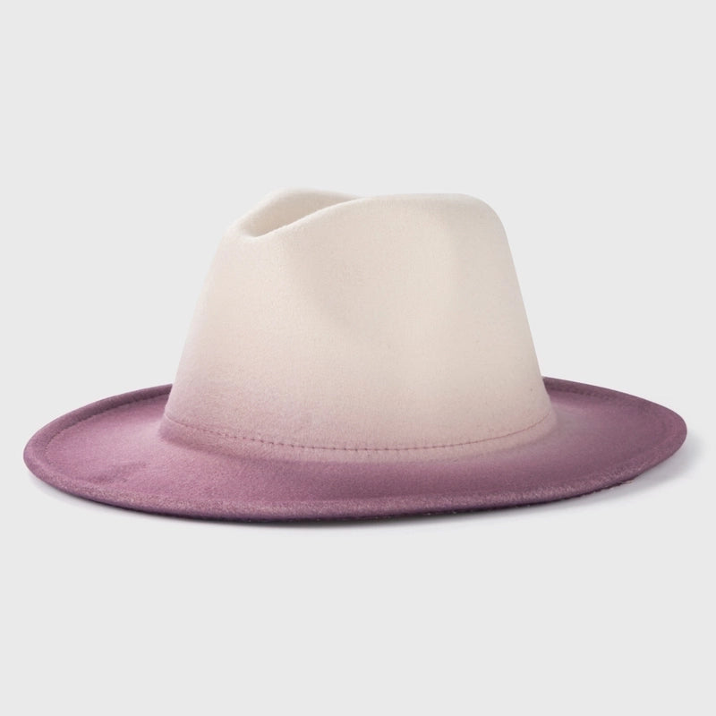 New Woolen Tie-dye Gradient Big Brim Jazz Hat
