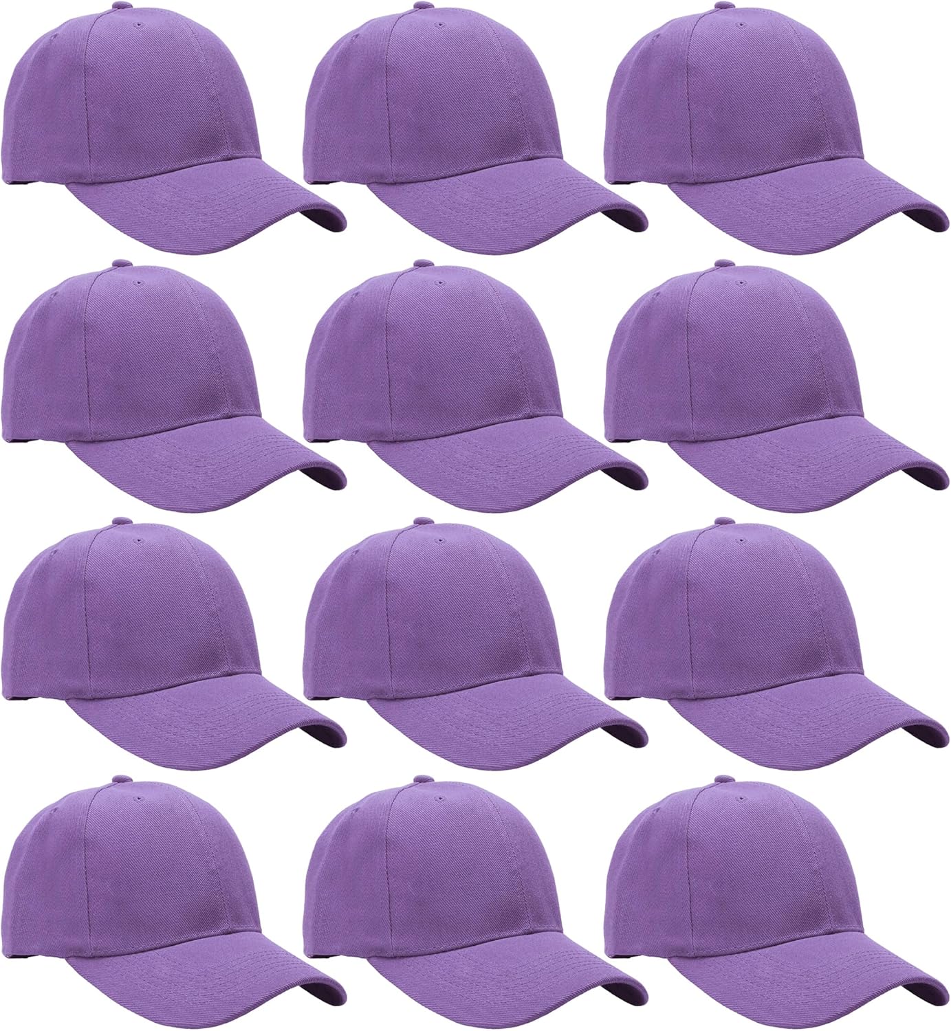 Falari Wholesale Bulk Lot 12-Pack Baseball Cap Adjustable Size Plain Blank Solid Color