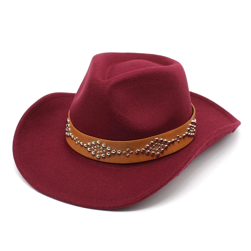 Tibetan Style Top Hat Curved Eaves Autumn And Winter Cashmere Felt Hat American Western Cowboy Hat Spring And Autumn Men's And Women's Groom Studio Hat
