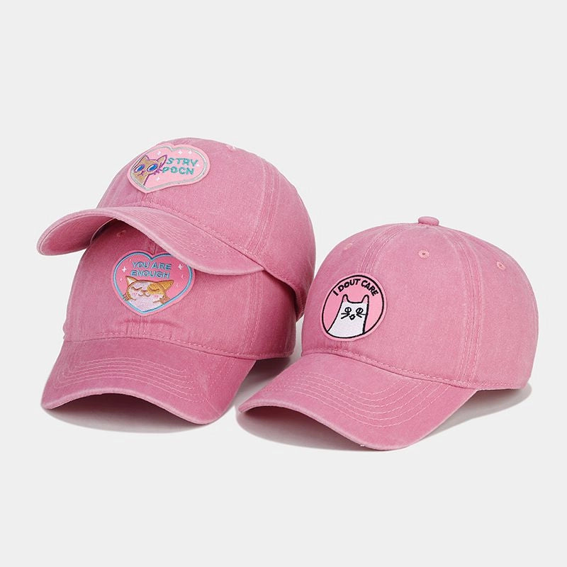 Women'S Cute Bear Cat Embroidery Curved Eaves Baseball Cap