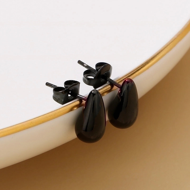 1 Pair Minimalist Water Droplets Plating Stainless Steel 18K Gold Plated Earrings