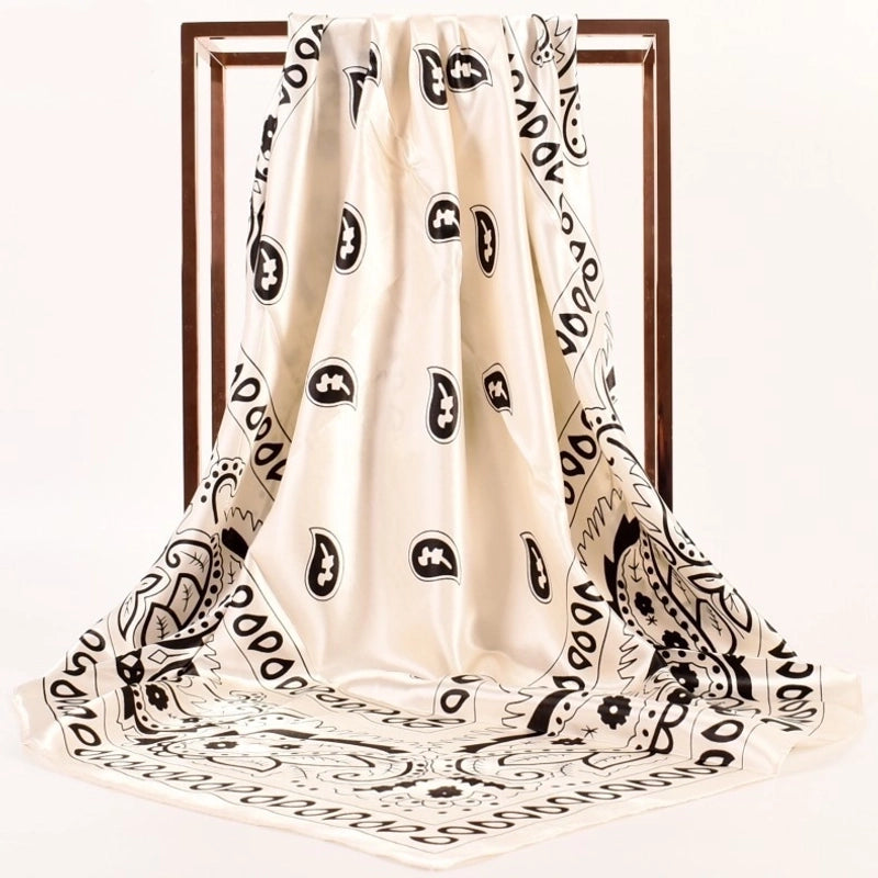 Women's Fashion Geometric Color Block Satin Silk Scarves