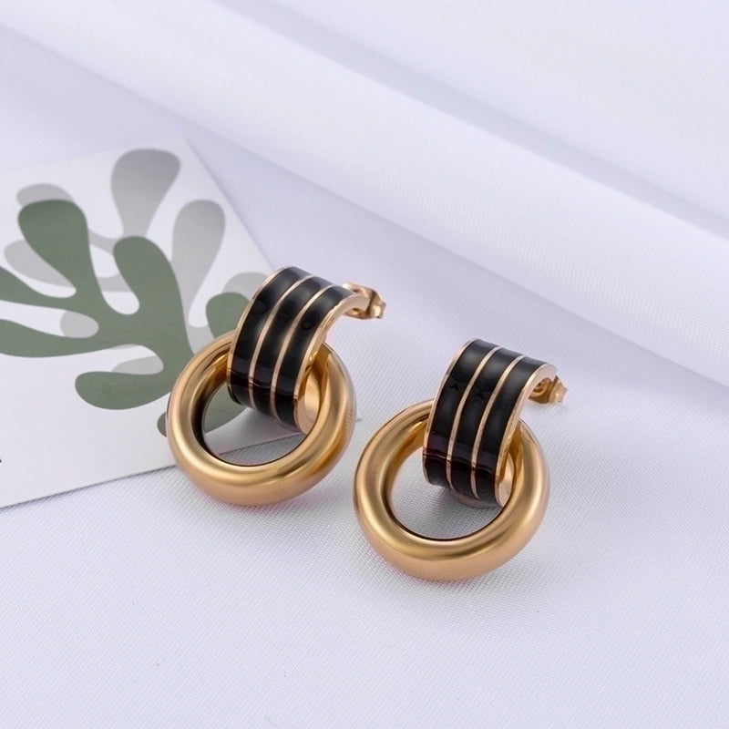 Minimalist Round Enamel Plating 304 Stainless Steel Earrings Ear Studs