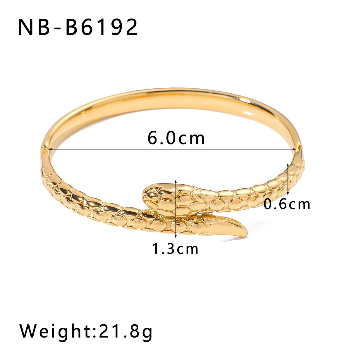 Snake-Shaped Diamond-Encrusted Cast Open Titanium Steel Bracelet Niche Design Stainless Steel 18K Gold-Plated Bracelet