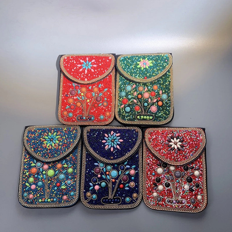 Women's Pu Leather Flower Vintage Style Classic Style Square Magnetic Buckle Phone Wallets