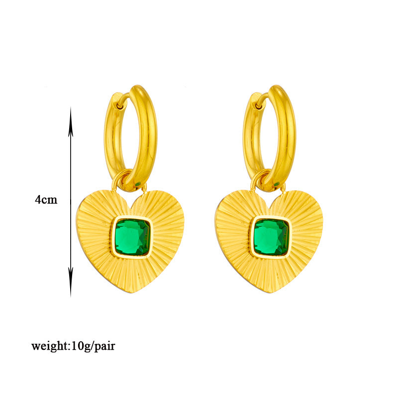 Fashion Women Heart Chain Titanium Steel Electroplating Jewelry Sets