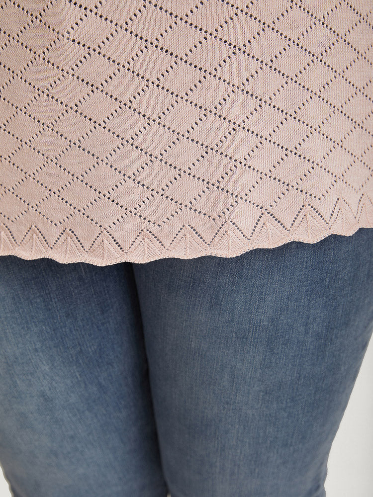 Supersoft Essentials Geometric Curved Hem Patchwork Very Stretchy Pullover
