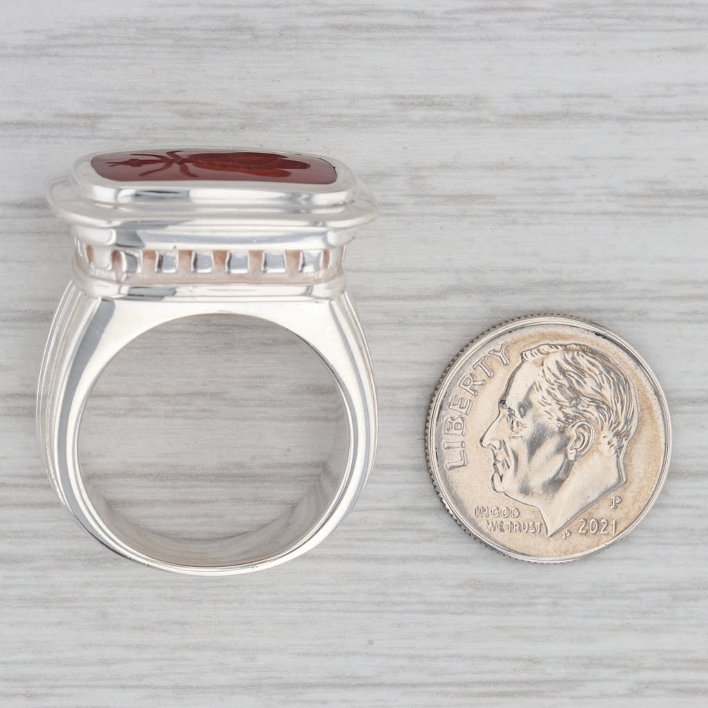 Slane & Slane Red Chalcedony Bee Intaglio Seal Signet Ring Sterling Silver