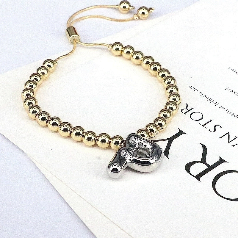 Copper Gold Plated Vintage Style Minimalist Plating Letter Bracelets