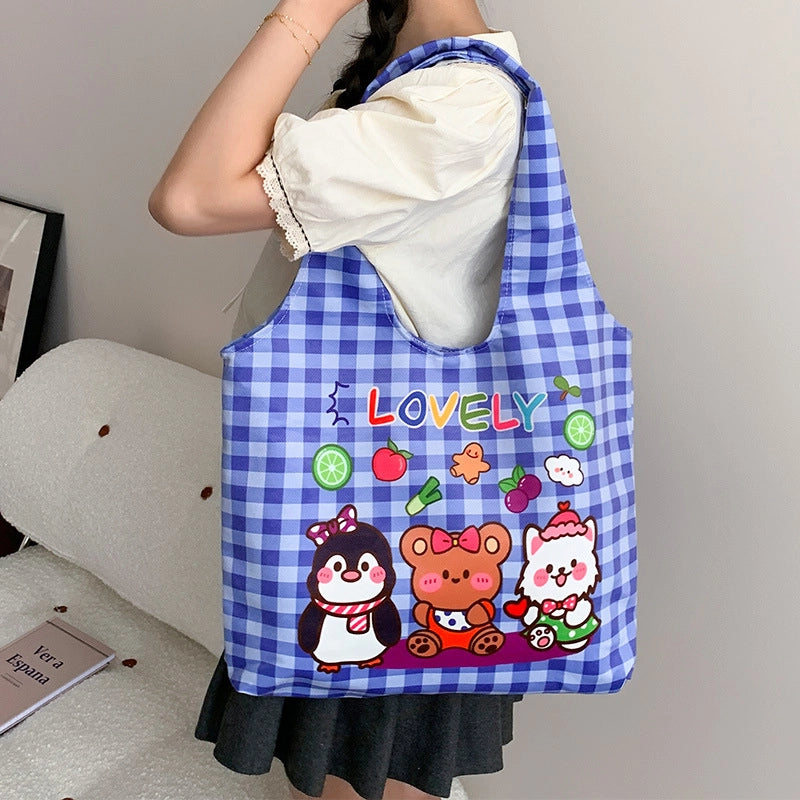 Women's Large Polyester Animal Letter Elegant Cute Streetwear Square Magnetic Buckle Tote Bag
