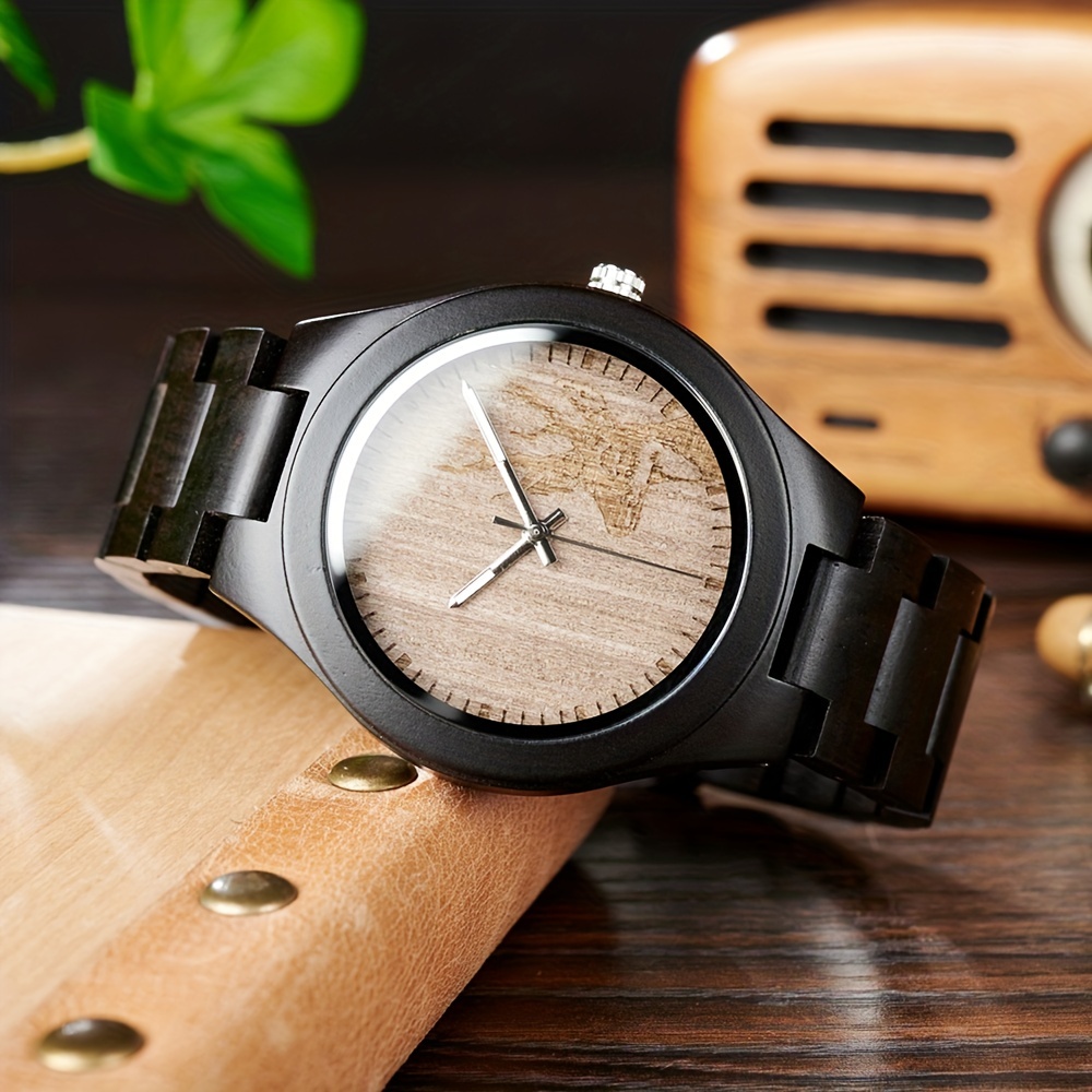 Unique Elk Carved Men's Watch Wooden Watch Nice Gift