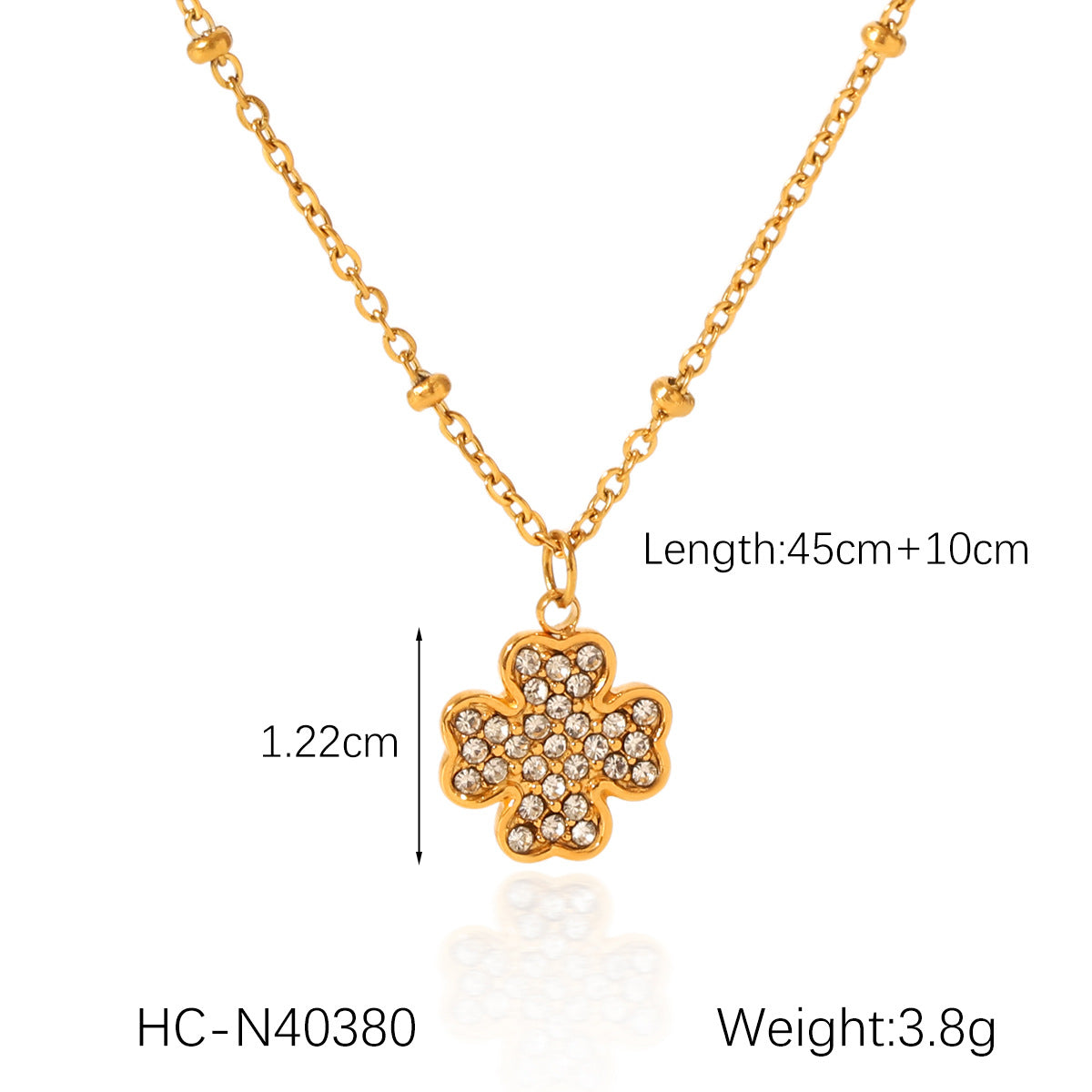 Ins18K Gold Stainless Steel Diamond Water Drop Moon Five-Pointed Star Four-Leaf Clover Pendant Necklace Titanium Steel Clavicle Chain