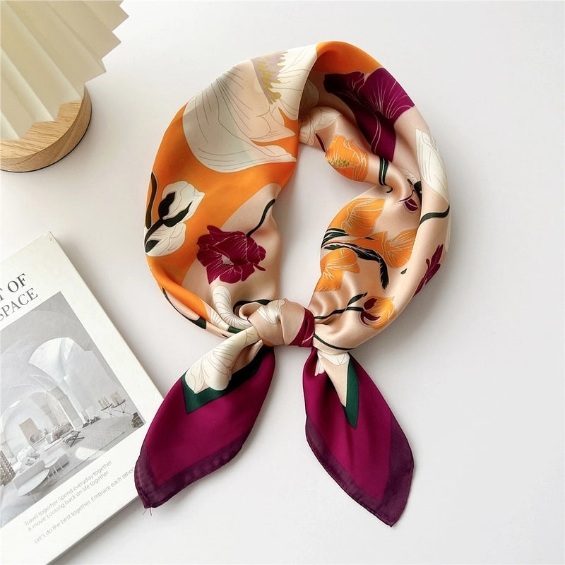 Women's Cartoon Style Cute Minimalist Printing Polyester Printing Silk Scarf