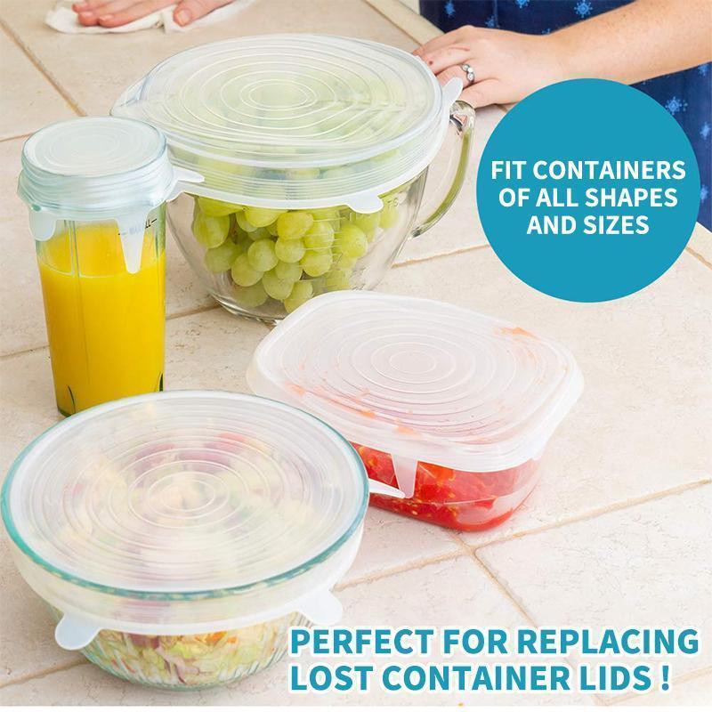 Stretchable food silicone lid. 6 pieces