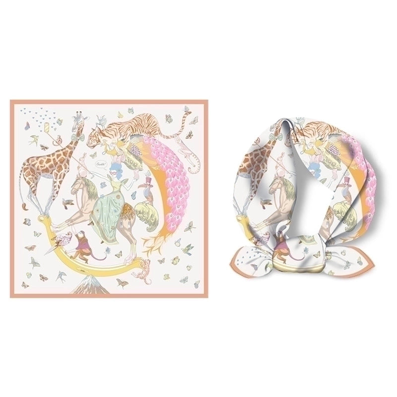 Women's Cartoon Style Animal Cartoon Twill Printing Silk Scarf