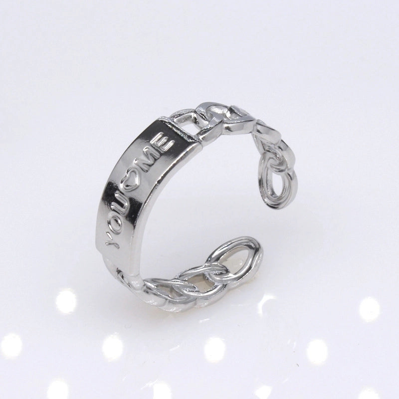 1 Piece Lady Geometric Titanium Steel Plating Open Ring