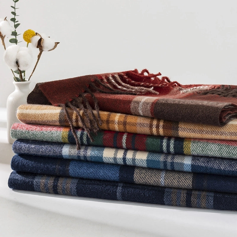 New Ladies Autumn And Winter Cashmere Scarf Fashion Plaid Shawl Warm Cold Scarf