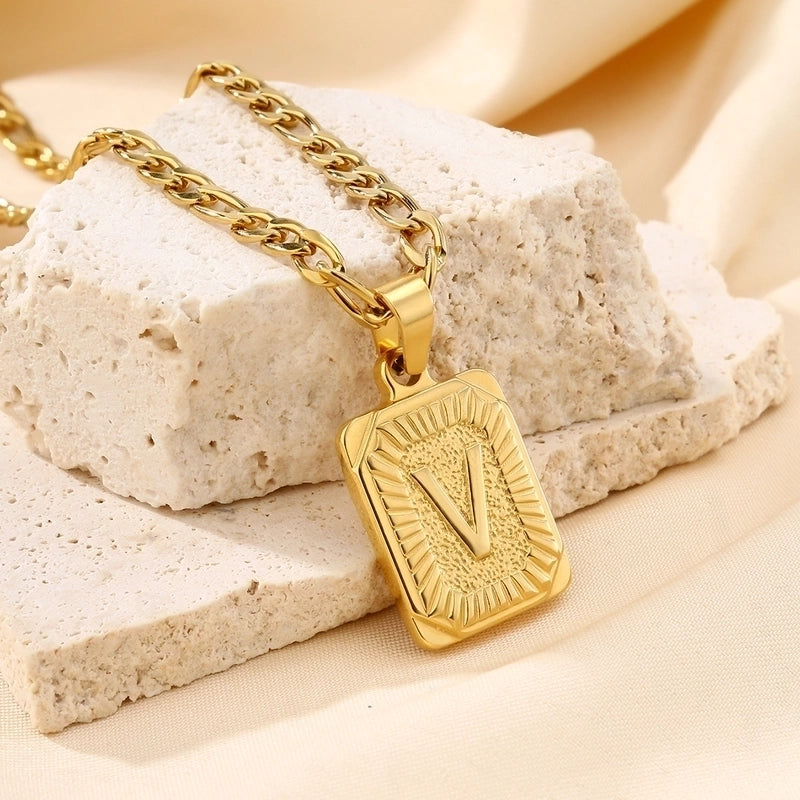 Casual Minimalist Letter 304 Stainless Steel 18K Gold Plated Pendant Necklace