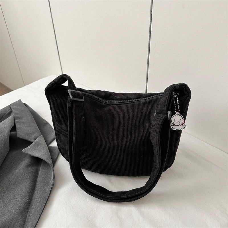 Women's All Seasons Canvas Solid Color Vintage Style Square Zipper Shoulder Bag