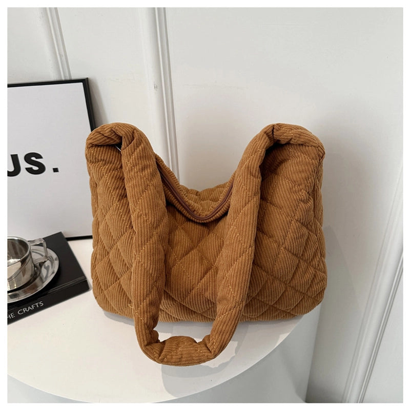 Women's Large Cotton Lingge Streetwear Square Zipper Shoulder Bag