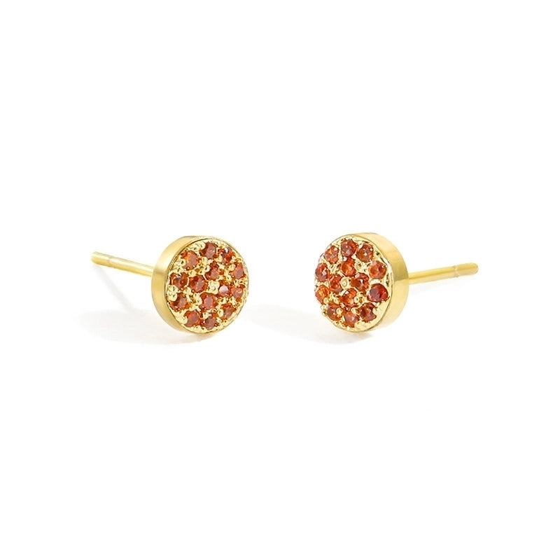Minimalist Round Stainless Steel Inlay Artificial Diamond Ear Studs 1 Pair