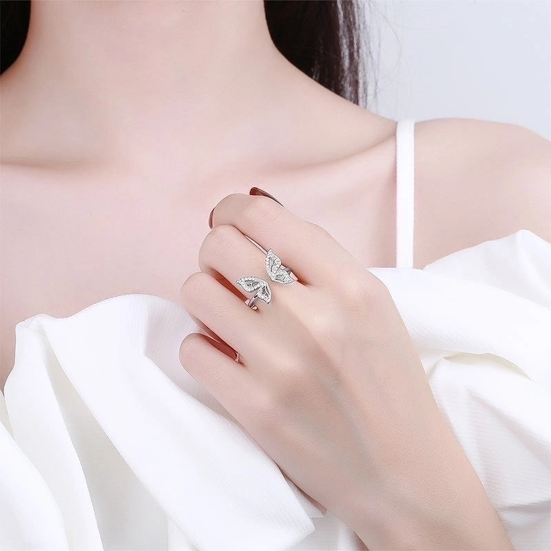 Shiny Butterfly Copper Gold Plated Silver Plated Zircon Open Ring In Bulk