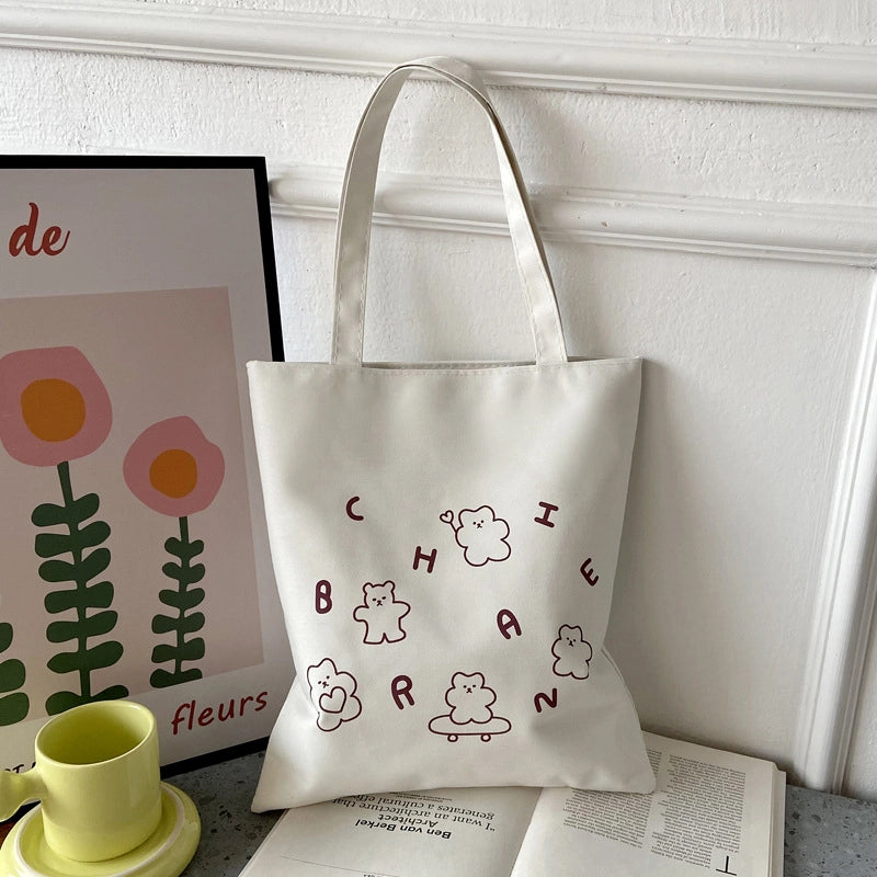 Women's Preppy Style Letter Oxford Cloth Shopping Bags