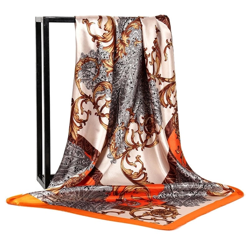 Gaohe Silk Scarf 90cm * 90cm Square Scarf Leopard Print Chain Large Square Scarf Silk Scarf Artificial Silk Scarf For Women