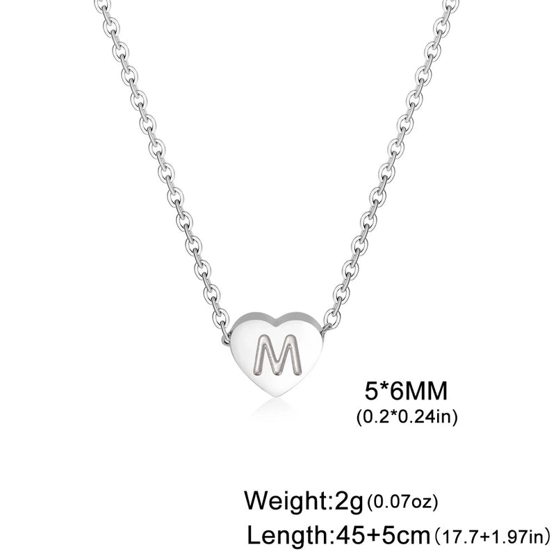 Stainless Steel Titanium Steel Minimalist Letter Heart Shape Plating Pendant Necklace