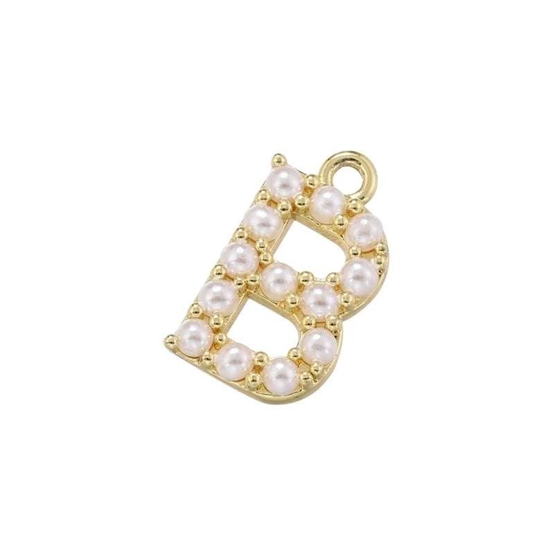 Casual Elegant Minimalist Letter Copper Plating Inlay Artificial Pearls 18k Gold Plated Charms