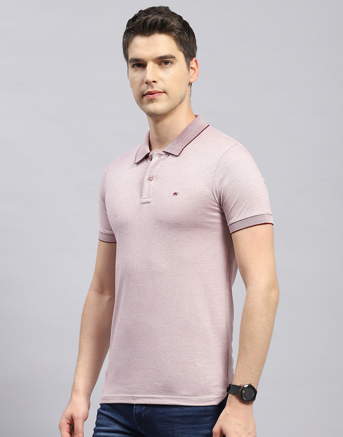 Men Maroon Solid Polo Collar Half Sleeve T-Shirt