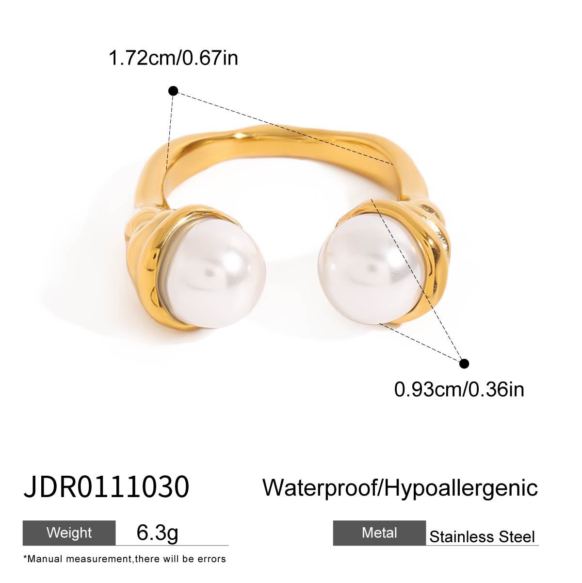 Pearl Titanium Steel Ring Women'S Niche Design Ring 18K Gold Stainless Steel Bracelet Rings