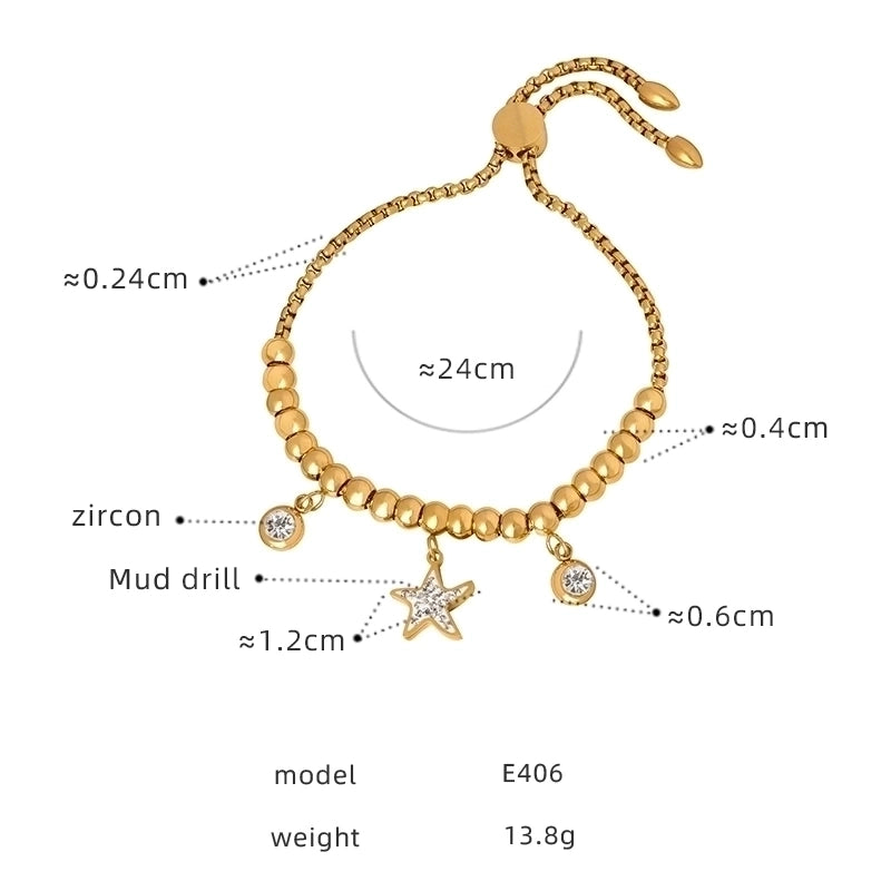 Hip-Hop Exaggerated Devil'S Eye Star Heart Shape Titanium Steel 18K Gold Plated Zircon Bracelets In Bulk