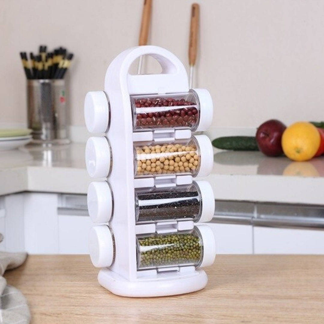 Revolving Spice Rack Organizer With Jars