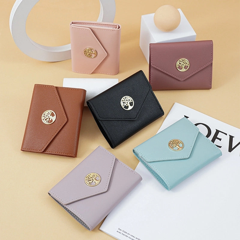 Women's Solid Color Pu Leather Buckle Coin Purses