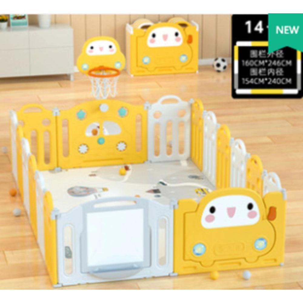 Car design Baby Playpen with Drawing pad & Basketball Stand