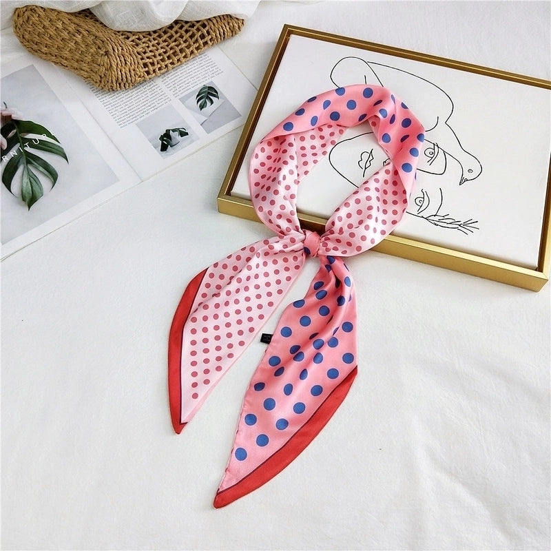 Unisex Sweet Polka Dots Polyester Printing Silk Scarves