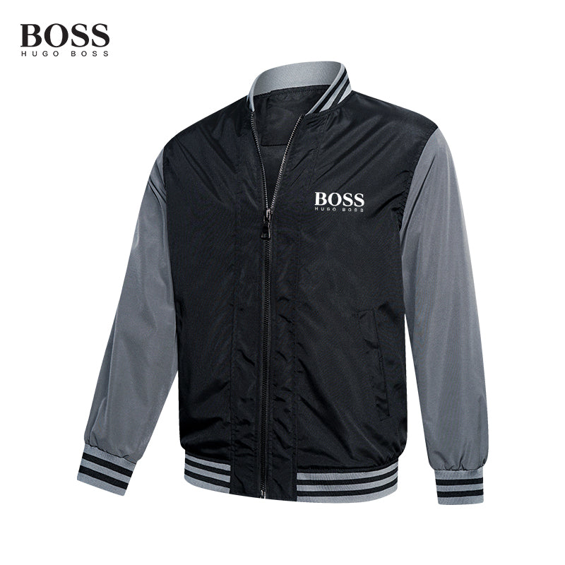 BOSS Men-s Grey Casual Baseball Jacket