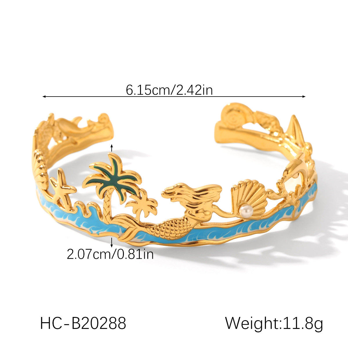 Summer Beach Holiday Style Coconut Tree Marine Life Stainless Steel Oil Drop Bracelet Titanium Steel Bracelet