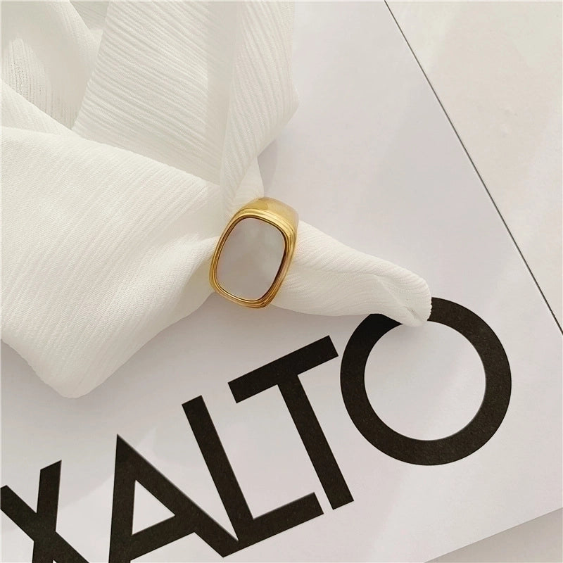 Minimalist Square Stainless Steel Plating 18k Gold Plated Rings
