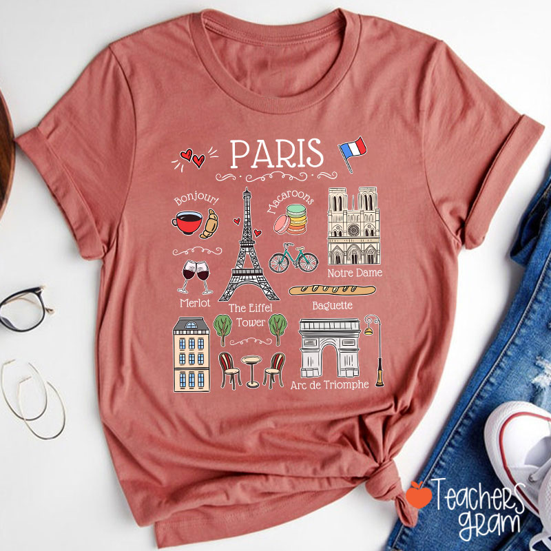 Eiffel Tower French Landmarks French Teacher T-Shirt