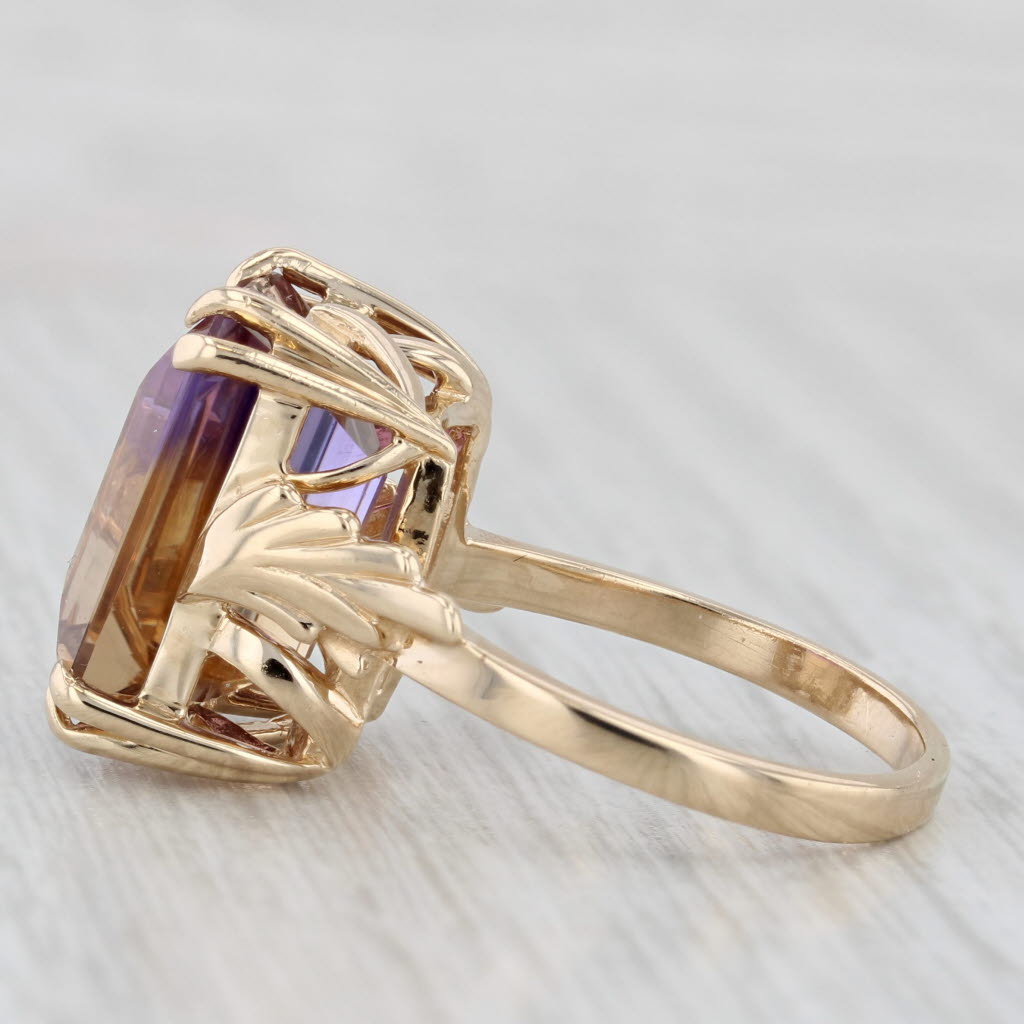 9.40ct Purple Yellow Ametrine Solitaire Ring 14k Yellow Gold Size 7.5