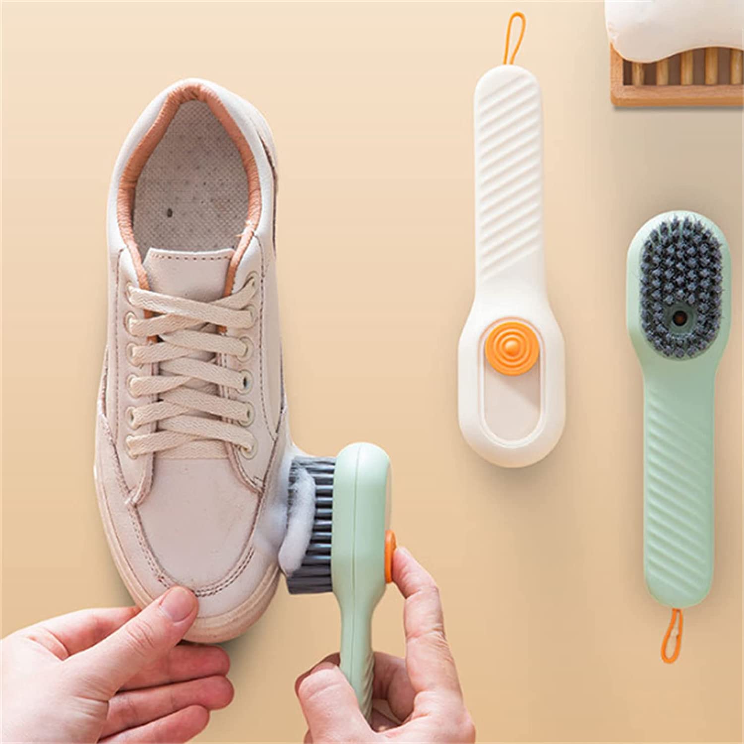 Multifunctional Liquid Shoe Brush. Press Type Soft Bristle Shoe Cleaning Brush