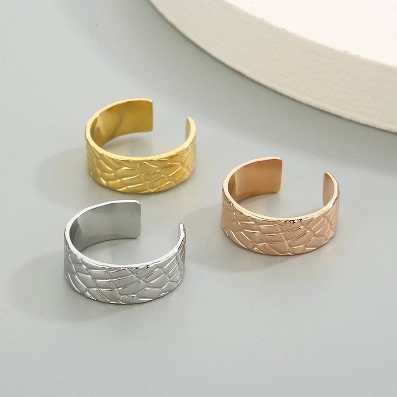 Minimalist Solid Color Titanium Steel 18K Gold Plated Polishing Open Rings