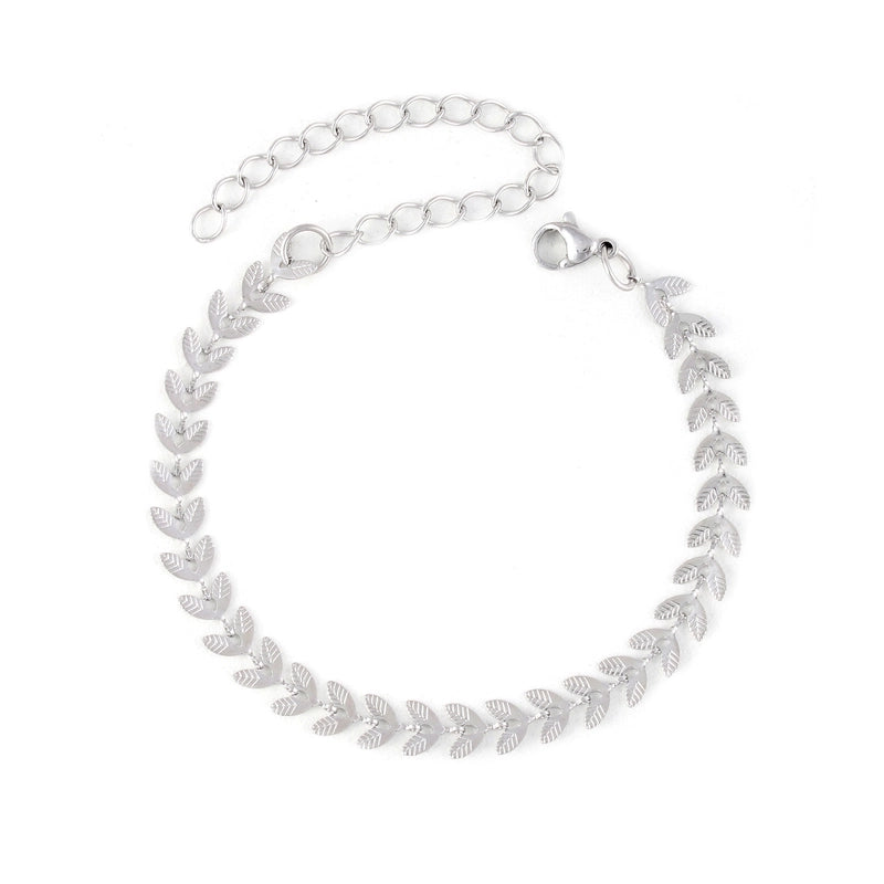 Minimalist Leaf 304 Stainless Steel 18K Gold Plated Bracelets In Bulk