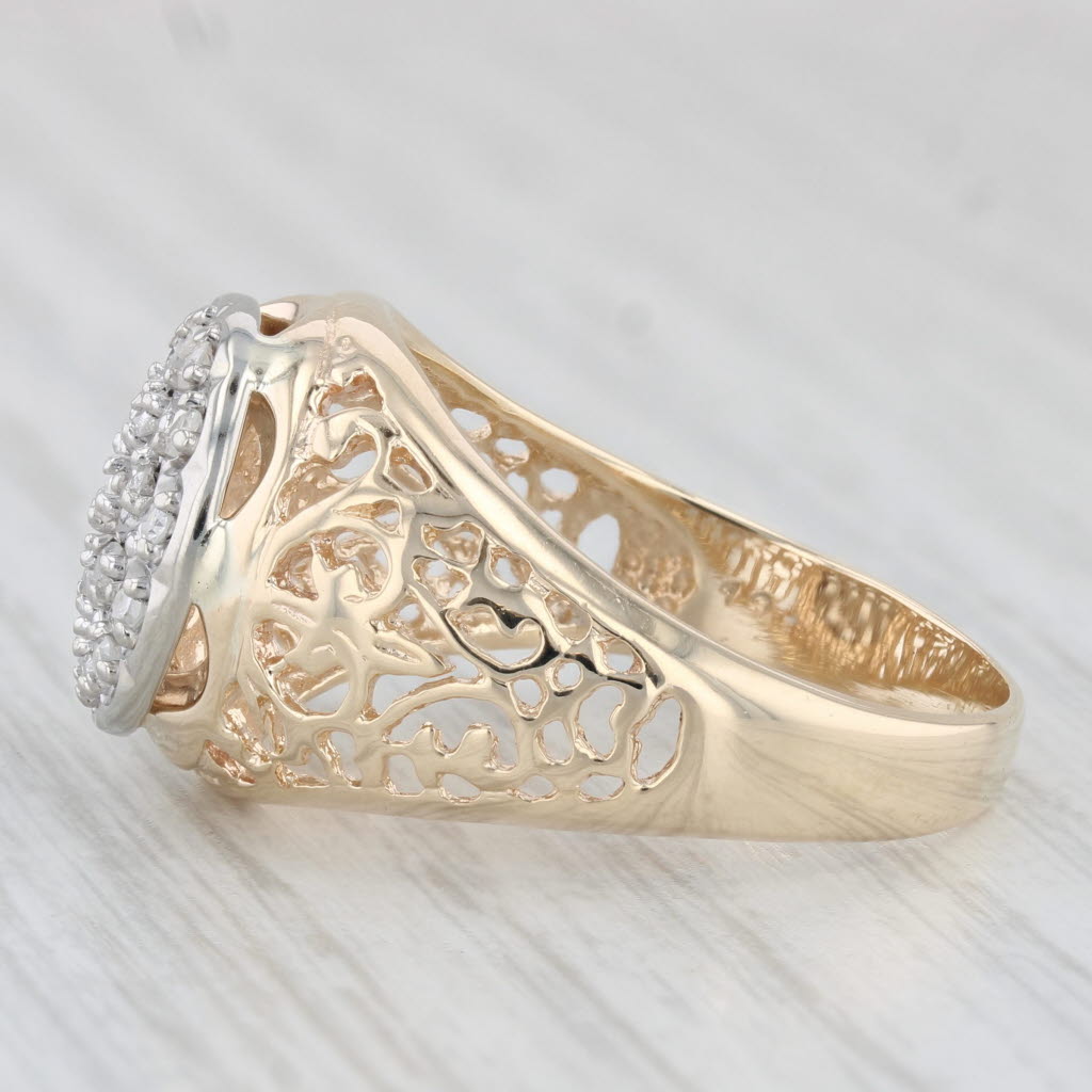 0.18ctw Diamond Cluster Men's Ring 10k Yellow Gold Size 10